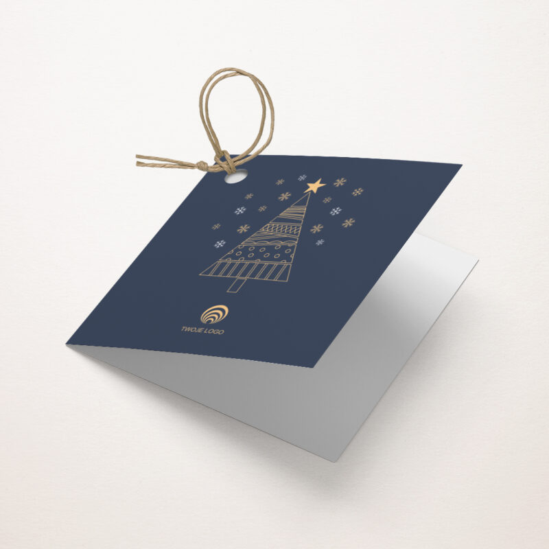 kwadratowe bileciki na prezenty składane zawieszki do prezentow dla firm dla pracownikow na swieta z logo firmy 1