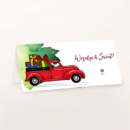 firmowe kartki transportowe z logo swiateczne czerwone autko dl okładka