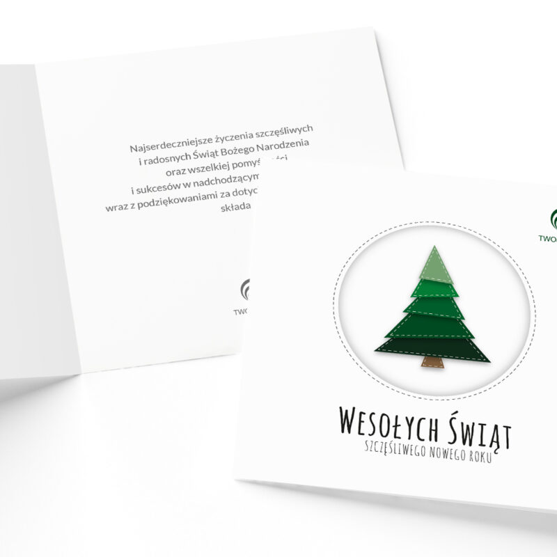 kartka swiateczna bozononarodzeniowa z logo wyszywanka kwadrat okładka i Środek