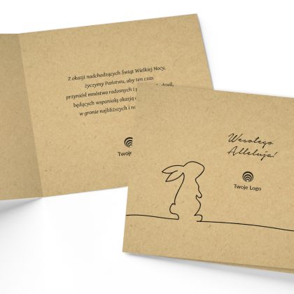 ekologiczna minimalistyczna kartka wielkanocna eko papier kroliczek wielkanocny kartki firmowe z logo