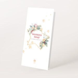 Świąteczne kartki z logo firmowe wesołe choinki dl prostokątna