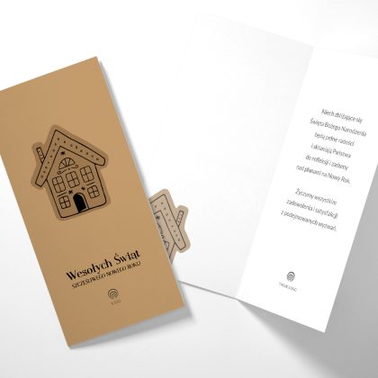 Świąteczne kartki z logo firmowe czarne wesoŁe choinki dl prostokątna (kopia)