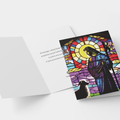 religijna kartka wielkanocna tradycyjna jezus z barankiem chrześcijańska (kopia)