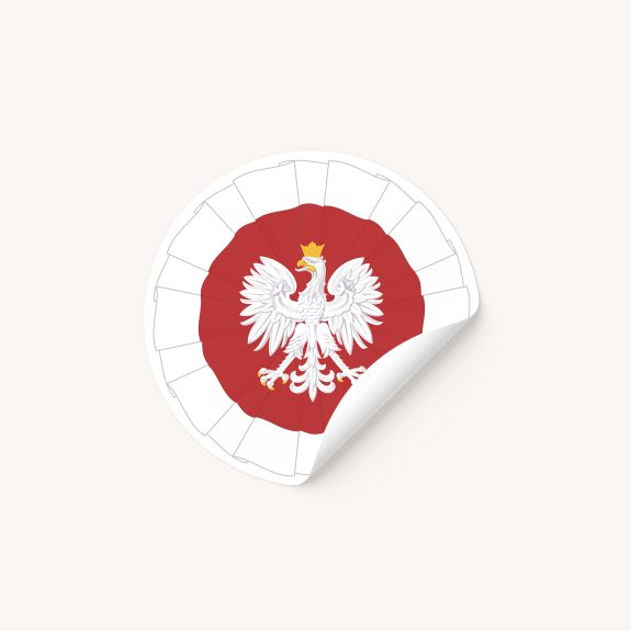 naklejka patriotyczna z herbem polski okrągła 12 sztuk