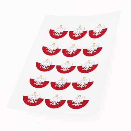 naklejka patriotyczna kotylion narodowy okrągła 12 sztuk