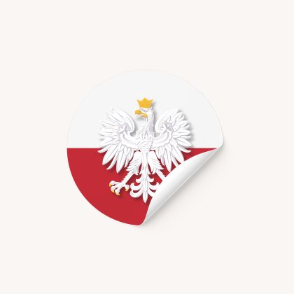 naklejka patriotyczna z herbem polski okrągła 12 sztuk