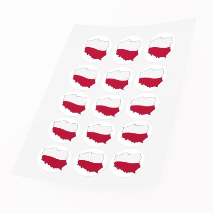 naklejka patriotyczna z herbem polski okrągła 12 sztuk