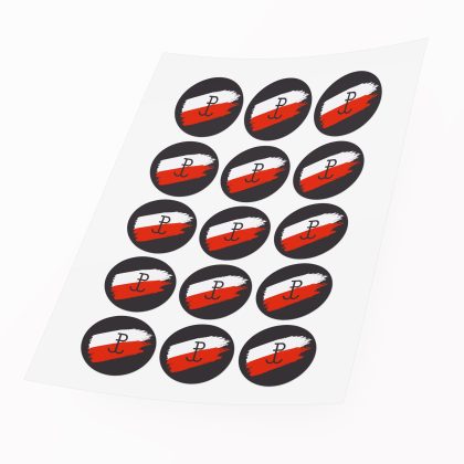 naklejka patriotyczna z herbem polski okrągła 12 sztuk