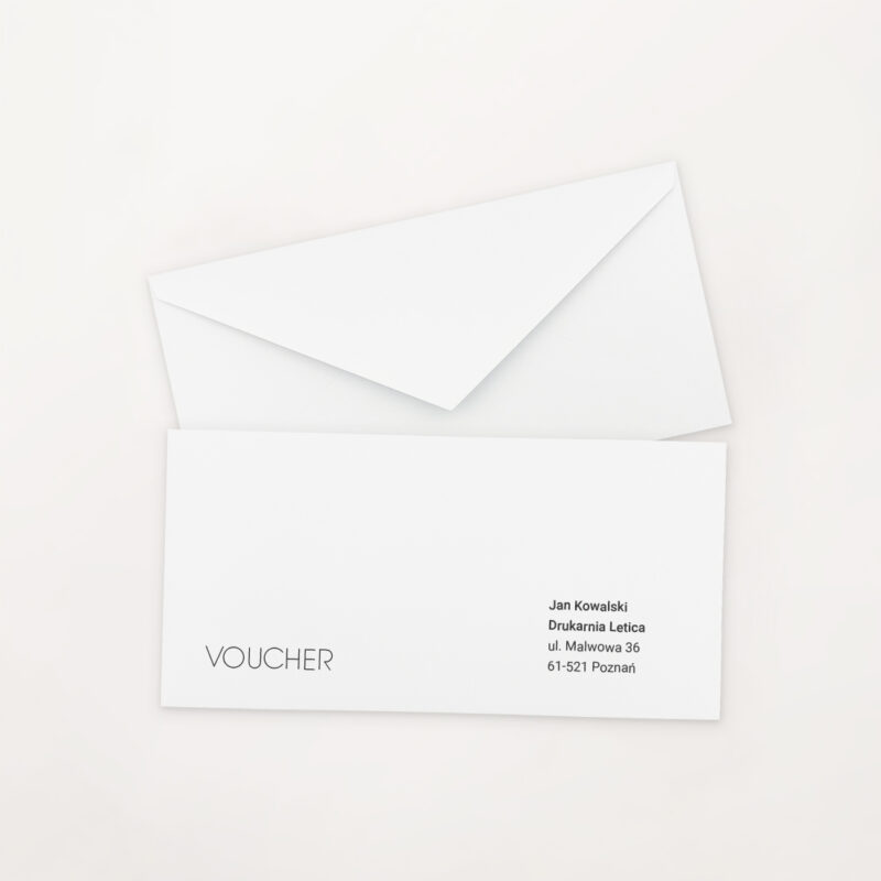 koperta voucher z nadrukiem różne kolory prostokątna