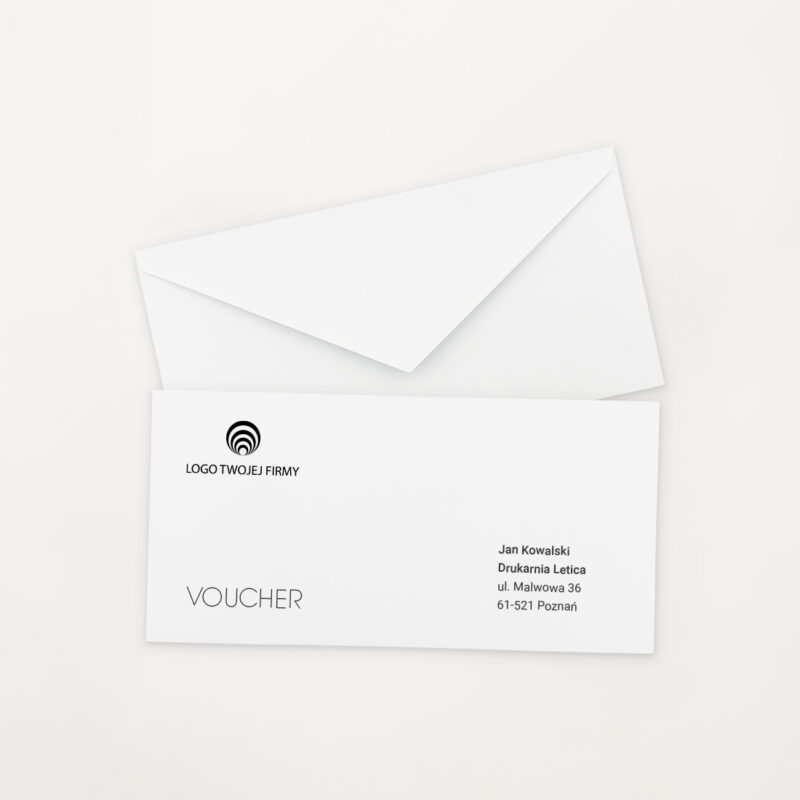 koperta voucher z nadrukiem różne kolory prostokątna