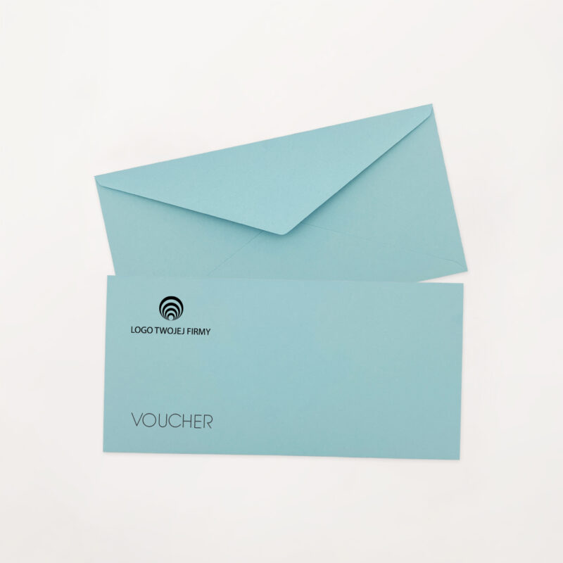 koperta voucher z nadrukiem różne kolory prostokątna