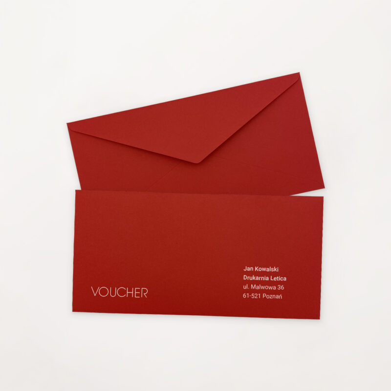 koperta voucher z nadrukiem różne kolory prostokątna
