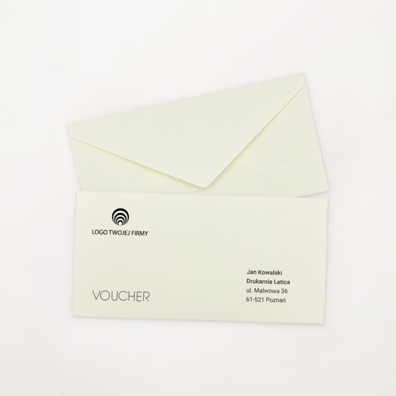 koperta voucher z nadrukiem różne kolory prostokątna