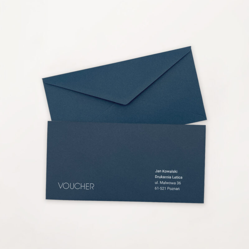 koperta voucher z nadrukiem różne kolory prostokątna