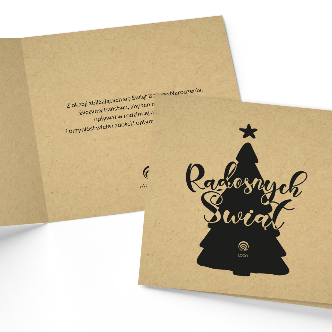 ekologiczna kartka bożonarodzeniowa linea christmas gift z logo firmy