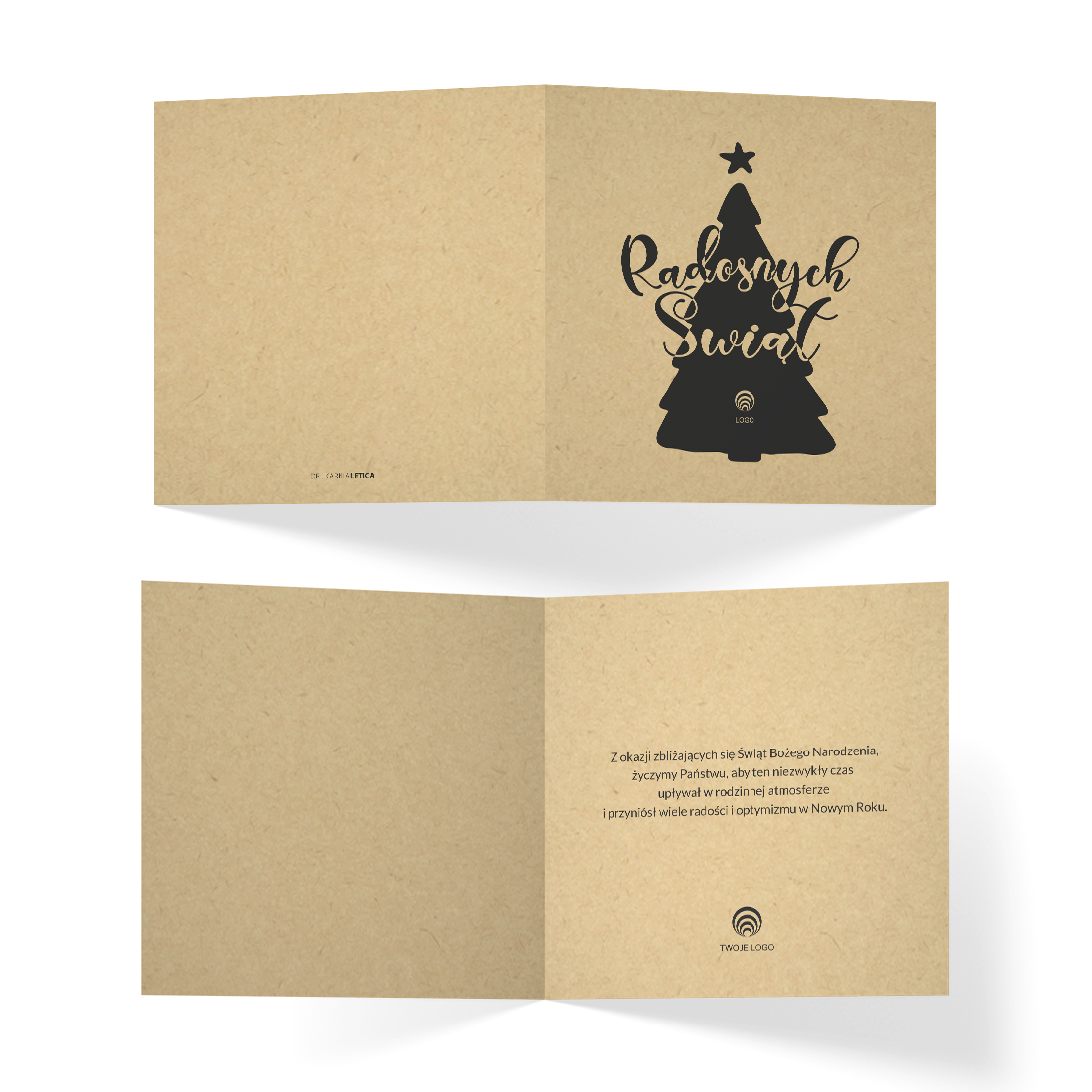 ekologiczna kartka bożonarodzeniowa linea christmas gift z logo firmy