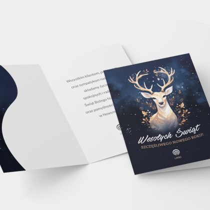 Świąteczna kartka składana prezentowe drzewko z logo (kopia)