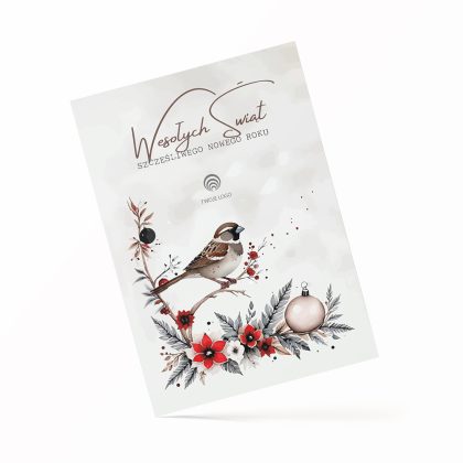 nieskładana świąteczna kartka z choinką juletre z logo firmy (kopia)