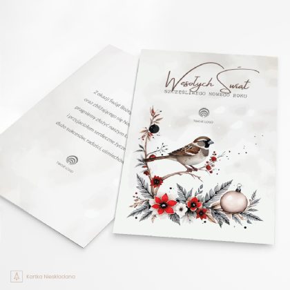 nieskładana świąteczna kartka z choinką juletre z logo firmy (kopia)