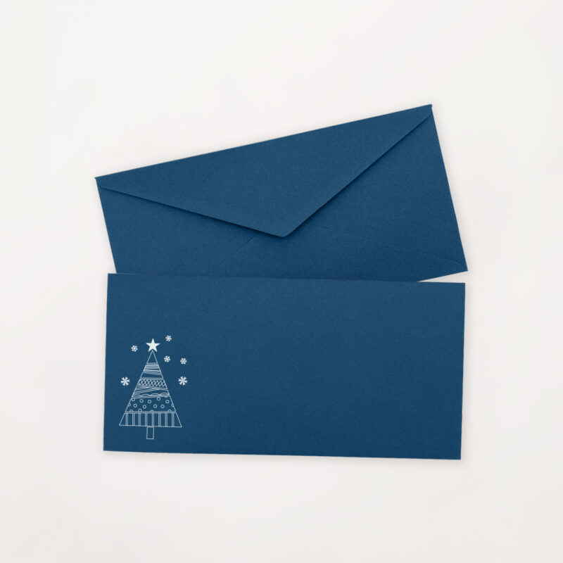 koperta zlota jodelka prostokatna ozdobna premium z choinka dl granatowa
