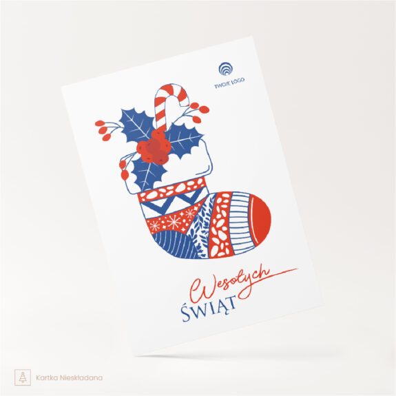 christmas stocking kartka bożonarodzeniowa po angielsku z logo