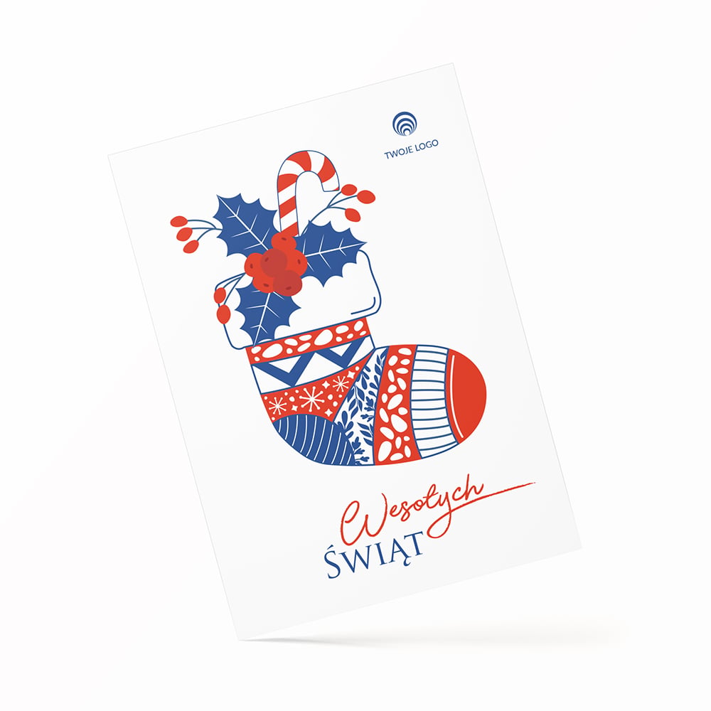 christmas stocking kartka bożonarodzeniowa po angielsku z logo