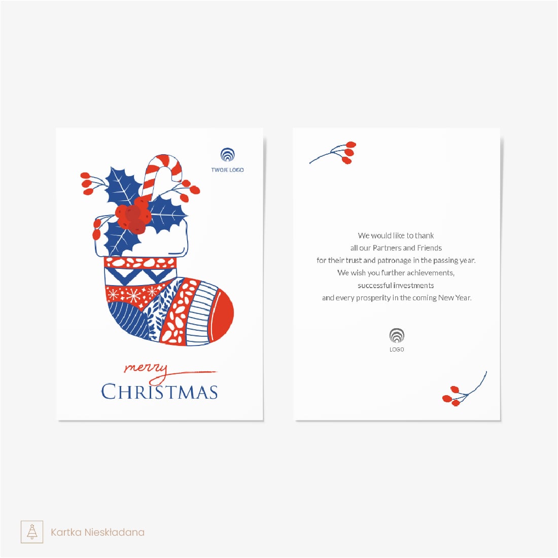 pixelowa ŚnieŻynka kartki Świąteczne z logo firmy (kopia)