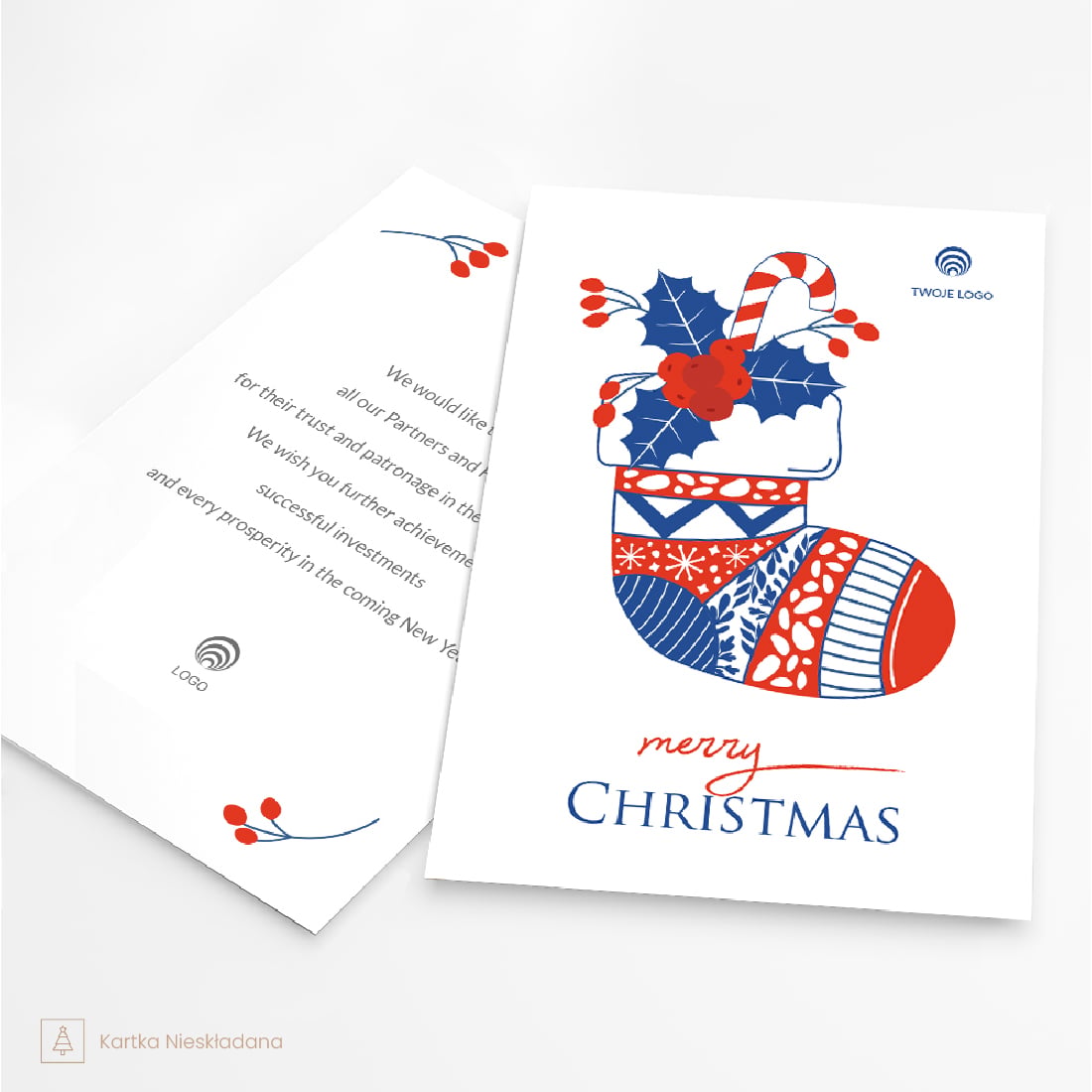 pixelowa ŚnieŻynka kartki Świąteczne z logo firmy (kopia)