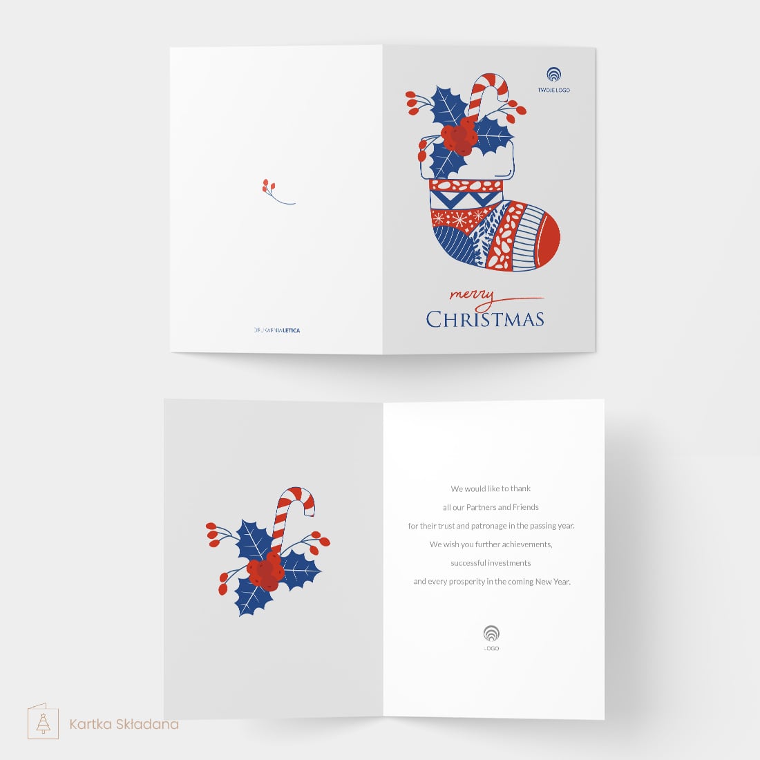 pixelowa ŚnieŻynka kartki Świąteczne z logo firmy (kopia)