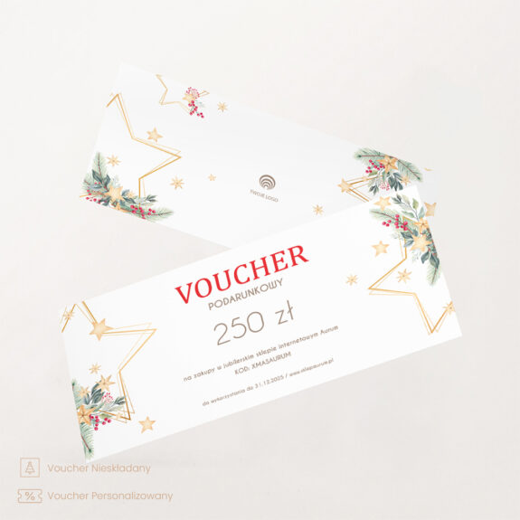 Świąteczny voucher double star z własnym logo