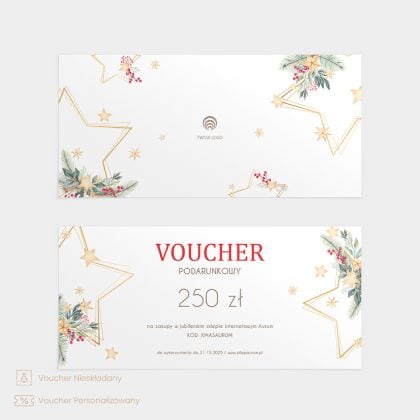 Świąteczny voucher double star z własnym logo