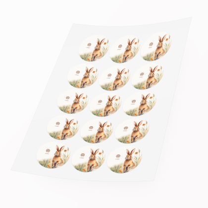 naklejka wielkanocna zajĄc wielkanocny na ŁĄce z logo firmy 5cm