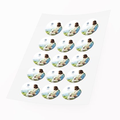 okrągła naklejka wielkanocna z logo uszaty straŻnik pisanek 5cm