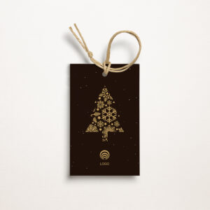 Zawieszka świąteczna CZEKOLADA z choinką z płatków śniegu i miejscem na logo firmy.