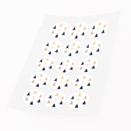 Arkusz z 12 naklejkami świątecznymi DECORA z eleganckim wzorem choinek