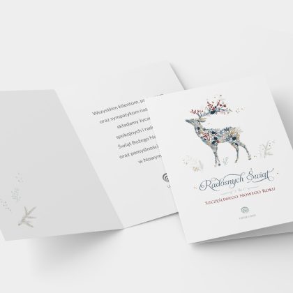 kartka z logo elegancka na boże narodzenie art du cerf