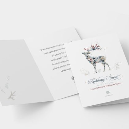 kartka z logo elegancka na boże narodzenie art du cerf