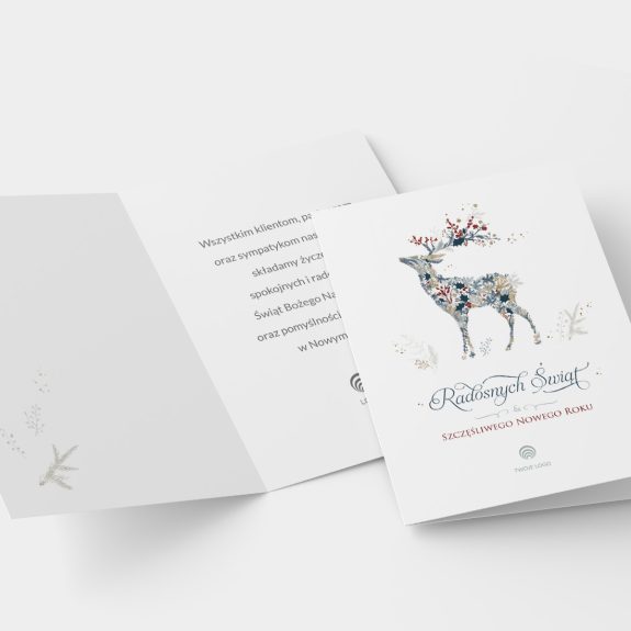 kartka z logo elegancka na boże narodzenie art du cerf