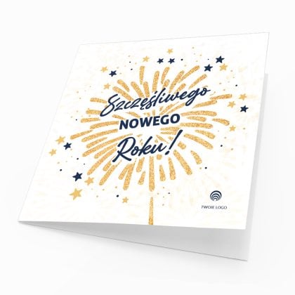 sylwestrowa feta kartka na nowy rok z życzeniami i logo