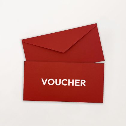 czerwone opakowanie na voucher bold drukarnia letica
