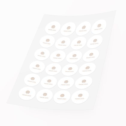 naklejki z logo okrągłe biznesowe reklamowe 20 szt. 4 cm