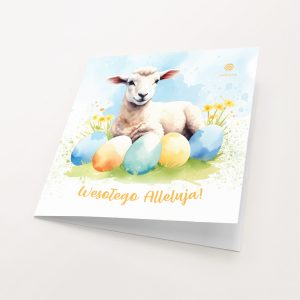 kartka wielkanocna z barankiem cichy poranek drukarnia letica