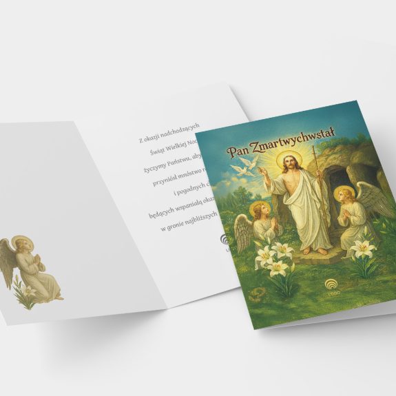 religijne kartki wielkanocne zmartwychwstanie panskie anioly z jezusem letica