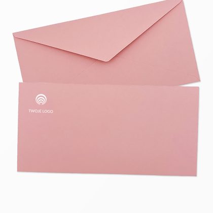 firmowa koperta dl (prostokątna) różowa ozdobna z logo