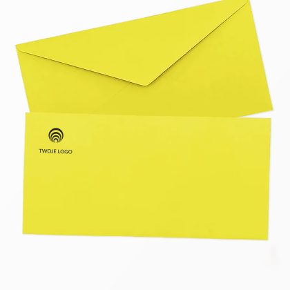 firmowe koperty ozdobne dl (prostokątna) w odcieniu żółtej z własnym logo