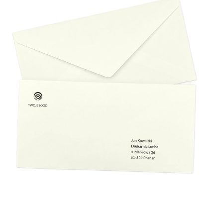 kolorowa koperta ecru ozdobna dl (prostokątna) z logo i adresowaniem