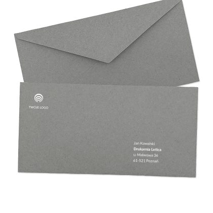 kolorowa koperta premium dl (prostokątna) szara z logo i adresowaniem