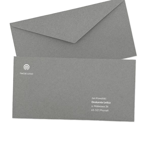 kolorowa koperta premium dl (prostokątna) szara z logo i adresowaniem