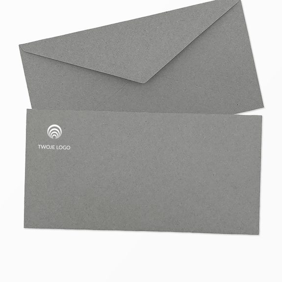 kolorowa koperta premium dl (prostokątna) szara z własnym logo