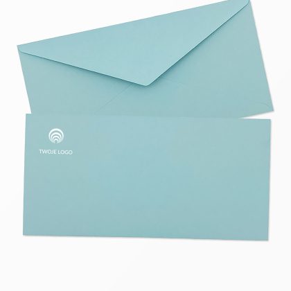 kolorowe koperty firmowe błękitna dl (prostokątna) z nadrukiem logo